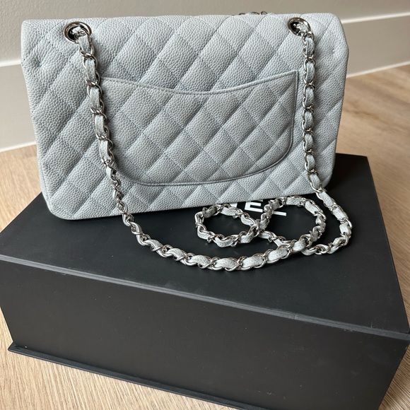 CHANEL Small Classic Handbag (Dove Grey | Light Blue with silver hardware) - Picture 5 of 10